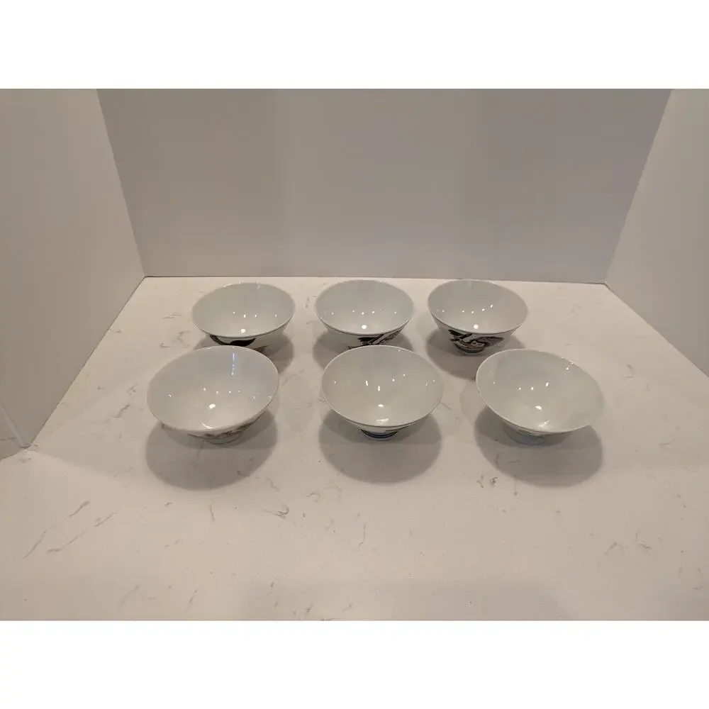Chinese Rice Bowls Unique Characters Set Of 6. Like Anime Characters.